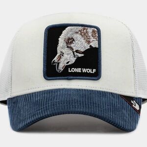 Goorin Bros FLOW Lone Wolf Trucker Hat NAVY/WHITE NWT SnapBack